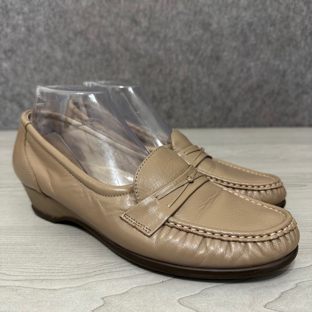 SAS Easier Wedge Loafers Womens 10 Beige Slip On Tripad Leather Moccasin